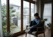 窓際でうつむく思春期の女子中学生